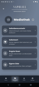 Mediathek mit aufgenommenen Affirmationen