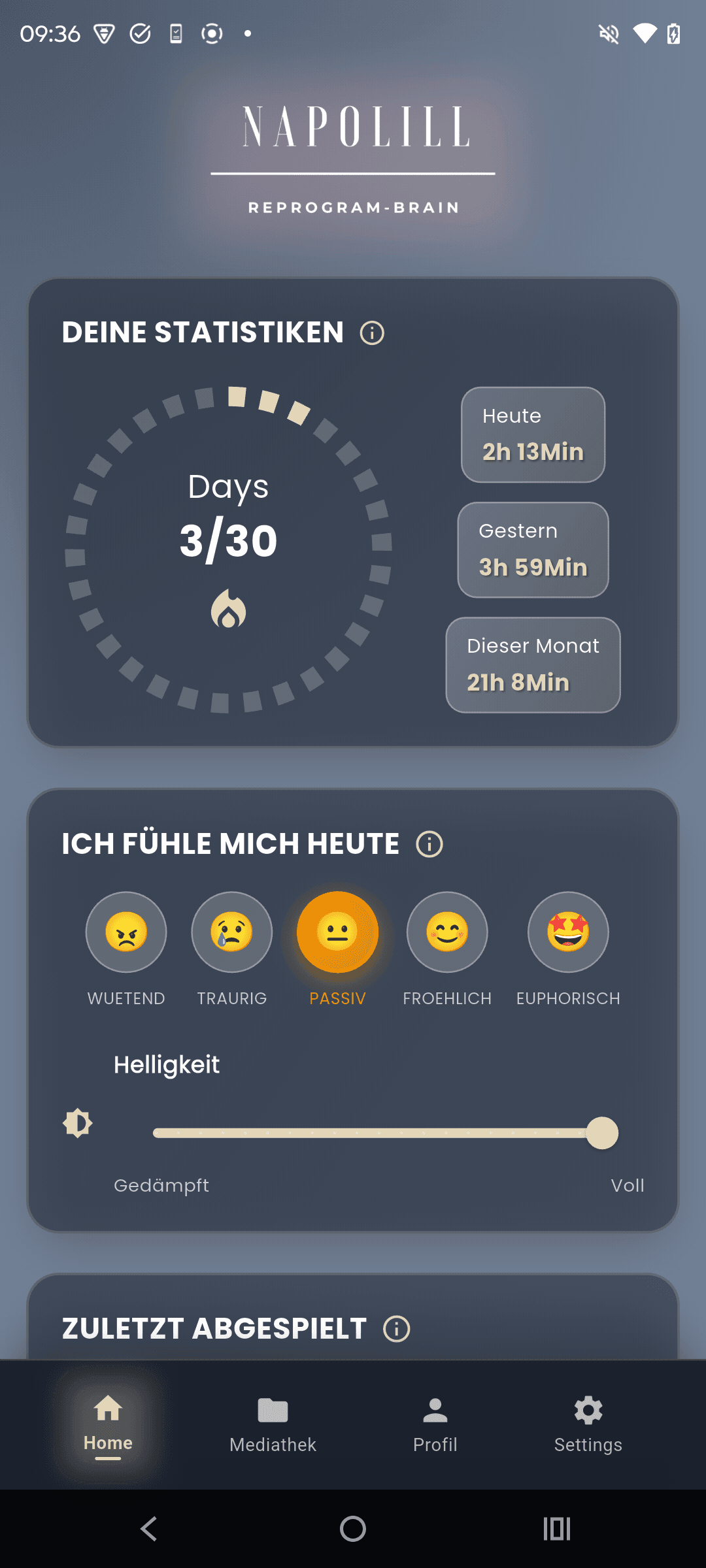 Profil und Übersicht in der Napolill-App